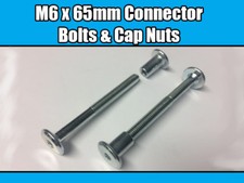 M6 x 65mm Furniture Connector Bolts & Nut Caps Allen Key Head Joint Fixing