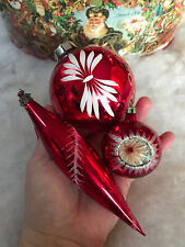 3 MERCURY GLASS VINTAGE OLD