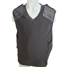 Global Armour Ballistic Vest Cover Overt Stab Epaulettes V Neck Black Security