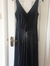Pearce Fionda Size 12 Black Long Formal Dress Evening Sequin Detail on Back