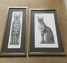 Gary Hodges Signed Limited Edition pair of prints - Elegance and Serval