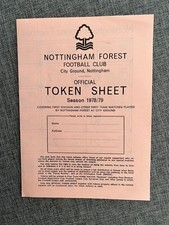 NOTTINGHAM FOREST TOKEN SHEET