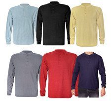 Mens Long Sleeve Henley slim T-shirts Grandad Collar shirt Tee Casual Top (2208)