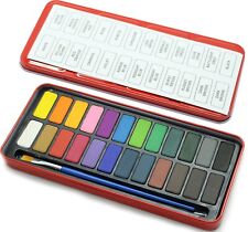 BARGAIN CLEARANCE JOB LOT CARTON 60 x WATER COLOUR  24 BLOCK PAINT TINS  & BRUSH