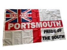 *NEW* Portsmouth FC Pompey Flag - 5ft By 3ft - Scarf Shirt Badge Print 657 Crew