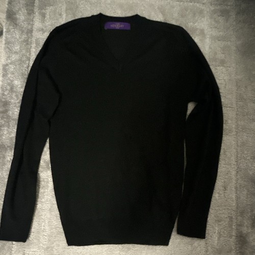Henbury black crew neck - black,