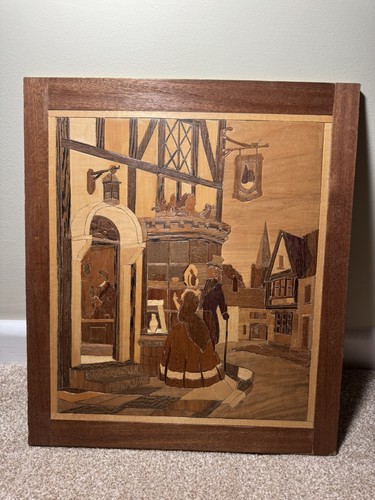 Vintage framed marquetry - vintage,