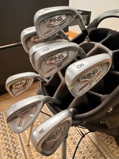 Ping Anser forged irons (x7), black dot, Regular Flex Project X Shafts, PLUS bag