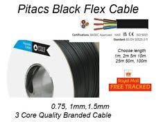 3 Core Black Flex Mains 3183Y Cable | 0.75mm - 1.5mm | 1M 5M 10M 25M 50M lengths