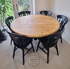 4'6" Pine Topped Table With 6