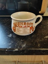 Vintage Ceramic Recipe Soup Mug Bowl Mushroom Soup Handle