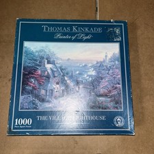 Gibsons Thomas Kinkade Village Lighthouse, 1000 Piece Jigsaw Unchecked SEE BIO