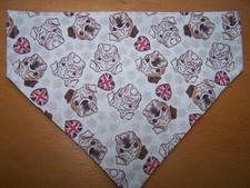 Handmade Dog Bandana Union Jack /British bull dog Slide on Collar Sizes S-XL