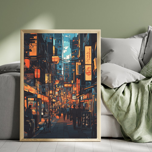 Japanese street scene print - japanese,