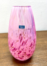 Caithness Glass Pink Speckle & Gold Glitter Vase – Scottish Art Glass, 13 cm