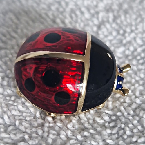 Ladybird enamel brooch pin - ladybird, red