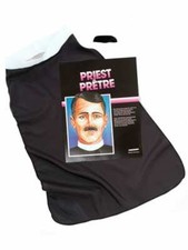 VICAR PRIEST SET SHIRT FRONT & MOUSTACHE Mens Fancy Dress Costume Kit