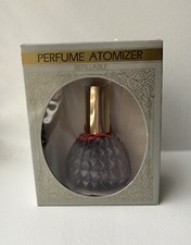 Vintage Perfume Atomizer Bottle Purple Amethyst Cut Glass New Old Stock Empty