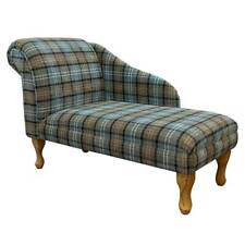 Blue Tartan Chaise Longue Sofa