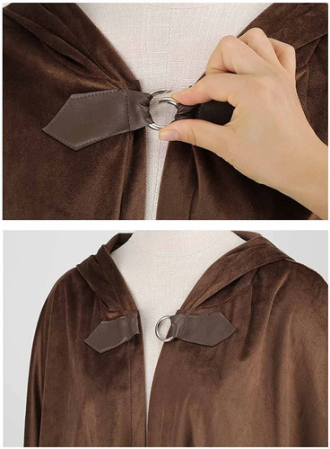 Medieval hooded cloak - cloak, suede