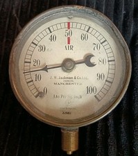 Vintage Brass Air Pressure Guage Jackman Manchester Lbs/Square Inch