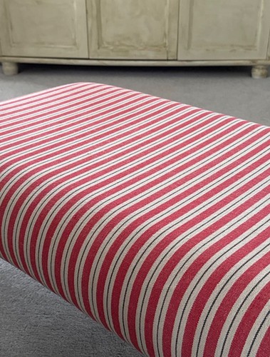 Striped linen footstool red - striped, in