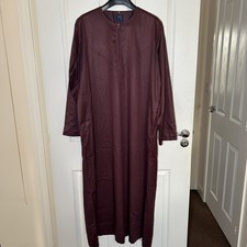 Men's Burgundy Emirati Thobe Islamic Clothing Jubba 54 XL | Eid & Ramadan | Used