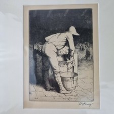 William Strang Antique Signed Etching The Butcher And The Sheep