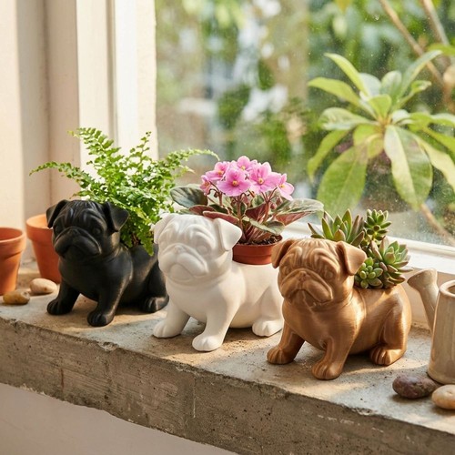 Decorative planter pot dog - planter,