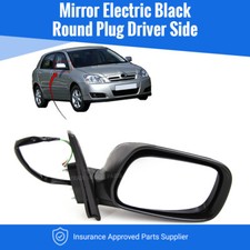 Fits Toyota Corolla 02-04 Door Wing Mirror Elec. Matte Black Round Plug 3Pin O/S