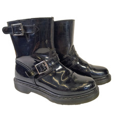 Dr Martens Women Size 5 Black Patent Leather VI Engineer Short Boots