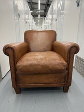 Laura Ashley Burlington Tan Brown Leather Armchair / Chair - A 