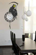 Banksy Large Grim Reaper On The Clock - Enhanced Clock Background Wall Stickers