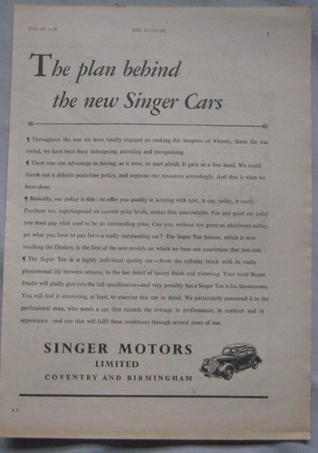 1946 singer cars original - singer,