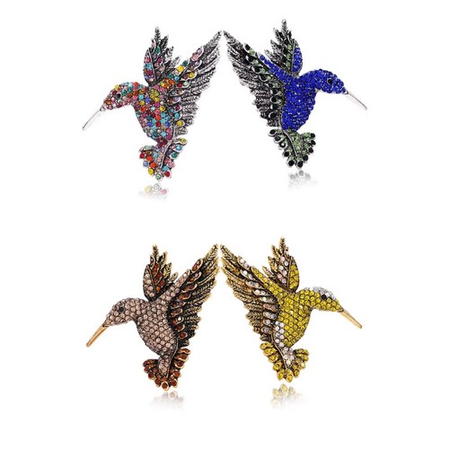 Rhinestone hummingbird brooch - rhinestone,