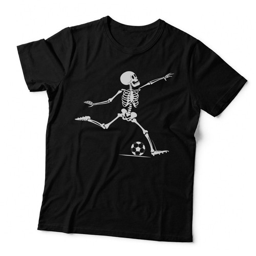 Skeleton kicking soccer ball - skeleton,