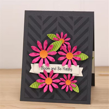 3 DAISIES WITH LEAVES METAL
