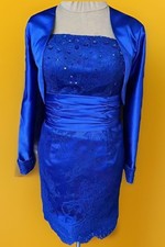 Royal Blue Dress, with Jacket, Lace Detailings, Wedding Guest Outfit UK 12