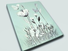 DUCK EGG BLUE, WHITE FLOWERS