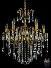 Crystal Chandelier Silver Or Gold Color 6 Lights Brass Cast Real Crystal