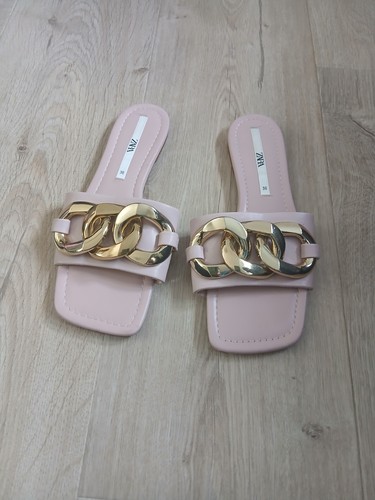 Zara pink gold buckle sandals - zara,
