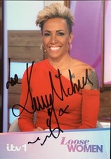 KELLY HOLMES TV PRESENTER (LOOSE WOMEN) **HAND SIGNED** CAST CARD 15cm x 21cm