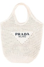 PRADA WHITE RAFFIA TOTE BAG