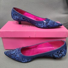 Red or Dead Blue Velvet flocked Shoes Size 3 UK 36 EU kitten heel boxed Y2K