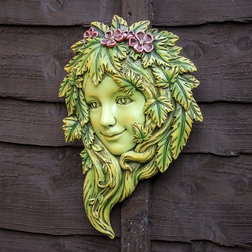 Green woman tree face wall - green,