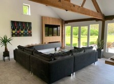 Large Corner Sofa L shaped  Five Seater Sofa Couch  Grey  Plush Velvet  Sloane