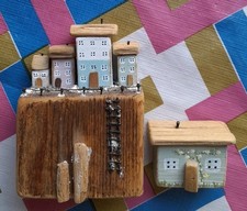 Handmade Driftwood Seaside Cottages Beach House Harbourside Scene