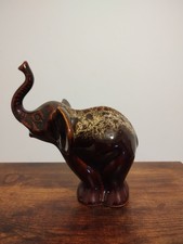 Vintage Fosters Pottery Cornwall Elephant with Brown Drip Glaze
