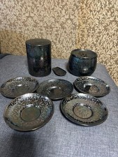 Old Tea Caddy Set Used Storage Collectible