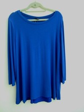 YONG KIM SWING TUNIC - CHIFFON BACK INSERT - COBALT BLUE - LONG SLEEVE SIZE 14